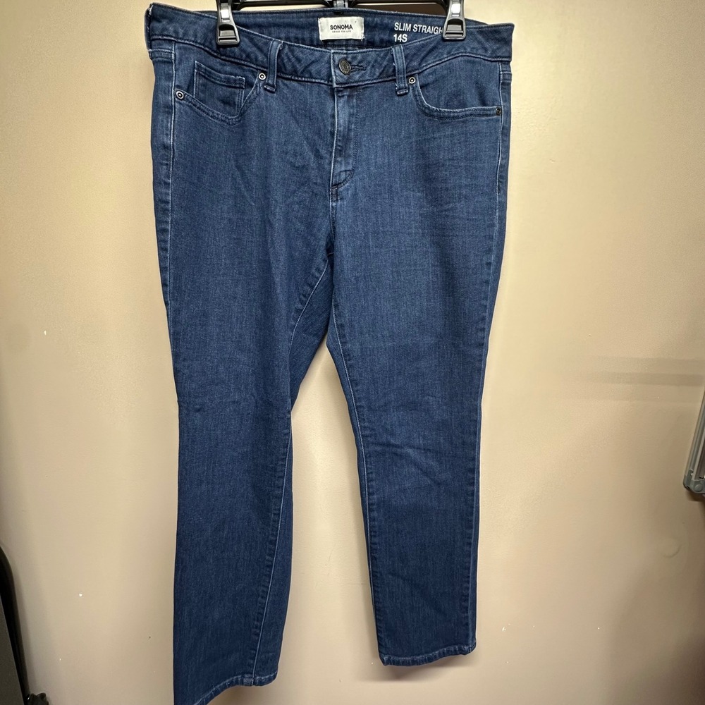 SONOMA Goods for Life Slim Straight Dark Wash Blue Jeans Women's Size 14S